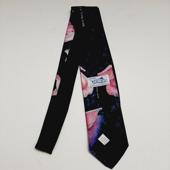 RALPH MARLIN Pig Novelty Design Pattern 1989 Retro Men's Necktie Neck Tie - Picture 11 of 11